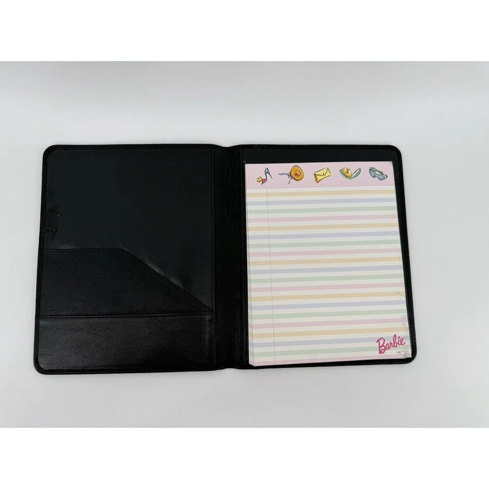 Barbie Faux Leather Portfolio Folder with 10x12 Notepad Black